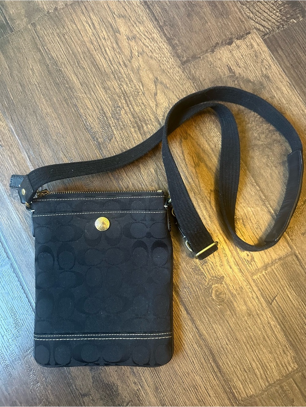Coach Black Crossbody Bag - Classic Signature Pattern canvas